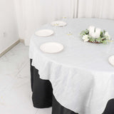 72x72Inch White Accordion Crinkle Taffeta Table Overlay, Square Tablecloth Topper