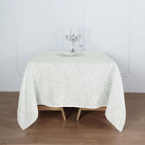 72x72 White Linen Square Overlay | Slubby Textured Wrinkle Resistant Table Overlay