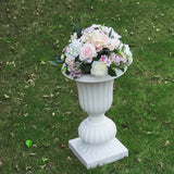 2 Pack | 20inch PVC Urn Planter, Floral Pedestal Flower Pot White Plant Stand