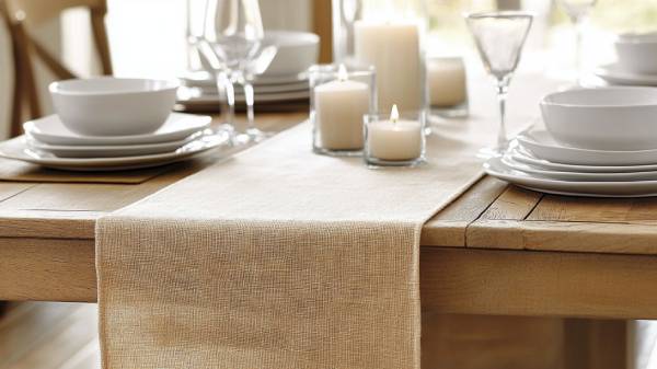 modern table runner- light and airy