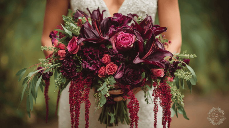 Burgundy and plum bridal bouquet