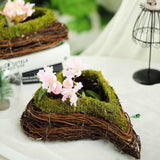 Set of 2 | Natural Twig Green Heart Preserved Moss Planter Box - 14" & 11"