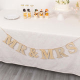 10ft Natural Pre-Strung Mr & Mrs Wooden Letter Banner with Botanical Design, Handmade Rustic Wedding