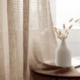 2 Pack | Handmade Taupe Faux Linen Curtains 52x84inch Curtain Panels With Chrome Grommets