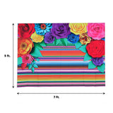 Mexican Themed Fiesta Vinyl Photography Backdrop, Cinco De Mayo Striped Photo Booth Background