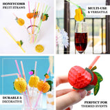 50 Pack | Multi-Colored Tropical Fruit Luau Pool Party Drinking Straws