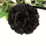 2 Pack | 7inch Black Artificial Silk Rose Flower Ball, Silk Kissing Ball