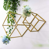 2 Pack | 8inch Square Gold Metal Frame Wedding Flower Stands, Geometric Centerpieces