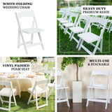 White Resin Folding Chair With Vinyl Padded Seat For Weddings