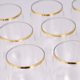 12 Pack Clear 12oz Gold Rim Plastic Stemless Wine Glasses, Reusable Wine Tumbler