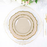 10 Pack | 8inch Taupe Plastic Dessert Salad Plates, Disposable Tableware Round