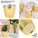 6 Pack | 3inch Gold Plastic Party Favor Bucket-Containers, Mini Succulent Nursery Planters