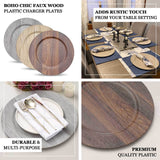 6 Pack | 13inch Natural Rustic Faux Wood Plastic Charger Plates