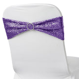 5 pack | 6x15 Purple Sequin Spandex Chair Sash