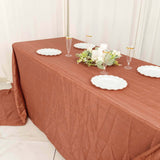 Terracotta (Rust) Accordion Crinkle Taffeta Seamless Rectangular Tablecloth - 90x156inch