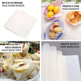 50 Pack | 9inch x 10inch White Eco Friendly Rectangle Wax Paper Food Wrappers