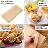 50 Pack | 12inch Natural Brown Eco Friendly Square Wax Paper Food Wrappers