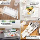 100 Pcs | 14inch x 10inch Rectangle White Lace Paper Doilies, Food Grade Paper Placemats