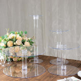 4-Tier Acrylic Round Cake Stand Set Clear - Chic Sturdy Cupcake Holder Dessert Display Pedestal inAssorted Sizes for Wedding Buffet & Catering Displays