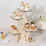 5-Tier Natural Laser Cut Wooden Tree Tower Cupcake Dessert Stand