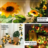 8ft Warm White 20 LED Artificial Sunflower Garland Vine Lights, Battery Operated String Lights