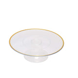 2 Pack | 12inch Clear With Gold Rim Disposable Pedestal Cake Stand#whtbkgd