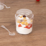 24 Pack Clear Ribbed Plastic Parfait Ice Cream Cups with Lids and Spoons, 5oz Mini Disposable Fruit