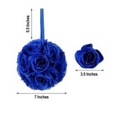 2 Pack | 7inch Royal Blue Artificial Silk Rose Flower Ball, Silk Kissing Ball