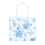 12 Pack White Blue Paper Gift Bags With Handles in French Toile Pattern#whtbkgd