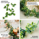 4ft | Real Touch Green Artificial Willow and Frond Leaves Garland Vine