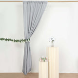 2 Pack Silver Polyester Event Curtain Drapes, 10ftx8ft Backdrop Event Panels With Rod Pockets