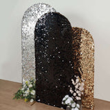 6ft Sparkly Black Double Sided Big Payette Sequin Chiara Backdrop Stand Cover For Fitted Round Top