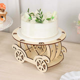 12inch Natural Wooden Carriage Cupcake Holder with Round Display Plate, Laser Cut Wedding Cake Stand