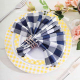 5 Pack | Navy Blue/White Buffalo Plaid Cloth Dinner Napkins, Gingham Style | 15x15Inch