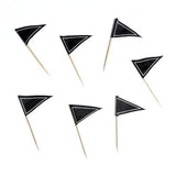 50 Pack | 3inch Black Triangle Flag Cupcake Cocktail Food Topper Picks