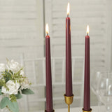 12 Pack | Burgundy 10inch Premium Wax Taper Candles, Unscented Candles