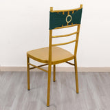 5 Pack Hunter Emerald Green Spandex Chair Sashes with Gold Diamond Buckles, Elegant Stretch Chair