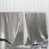 90x156 Silver Satin Rectangular Tablecloth