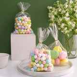 100 Pcs | 6x10inch Clear Gift Goodie Candy Treat Bags & Gold Twist Ties