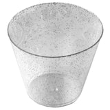 12 Pack | 9oz Silver Glittered Plastic Cups, Disposable Party Glasses#whtbkgd