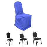 Royal Blue Polyester Banquet Chair Cover, Reusable Stain Resistant Slip On Chair Cover