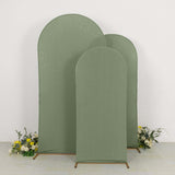 Set of 3 Matte Dusty Sage Green Spandex Fitted Chiara Backdrop Stand Cover