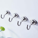 Pack of 4 | 8Lb Capacity Silver Heavy Duty Magnetic Hooks, Multipurpose Hanging Metal Hooks