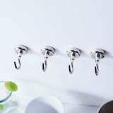 Pack of 4 | 4.5Lb Capacity Silver Heavy Duty Magnetic Hooks, Multipurpose Hanging Metal Hooks