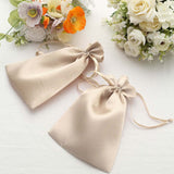 12 Pack | 6inch x 9inch Beige Satin Drawstring Wedding Party Favor Gift Bags