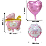 Girl Baby Shower Mylar Foil Balloon Set Balloon Bouquet With Ribbon, Gender Reveal Party Decorations