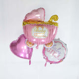 Girl Baby Shower Mylar Foil Balloon Set Balloon Bouquet With Ribbon, Gender Reveal Party Decorations