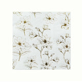 50 Pack White 2-Ply Paper Beverage Napkins with Gold Outlined Flowers Print#whtbkgd