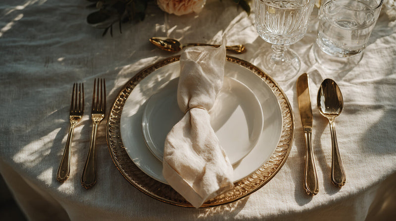 Napkin Placement Left of Plate Formal Table Setting