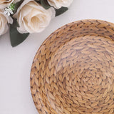 25 Pack Natural Disposable Party Plates With Woven Rattan Print